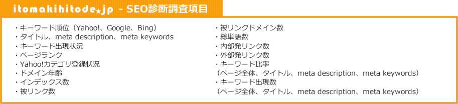 itomakihitode.jp - SEO診断調査項目