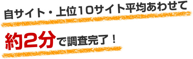 自サイト・上位10サイト平均あわせて約2分で調査完了!